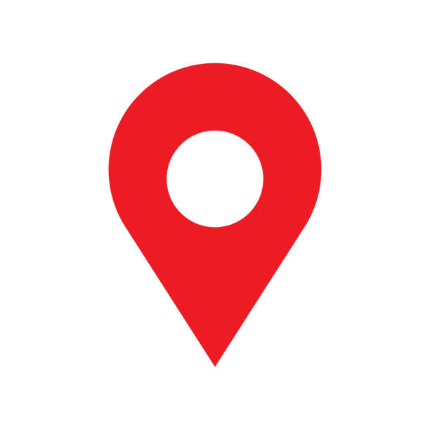 Simple pictogram of map pin on map